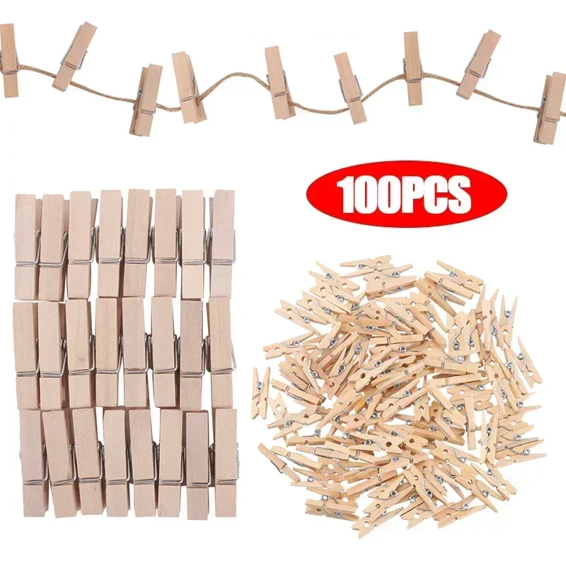 20/50/100Pcs Mini Photo Clips Clothespin DIY Wedding Party Wooden Clip Clips Pegs 25mm Natural Wooden Clips