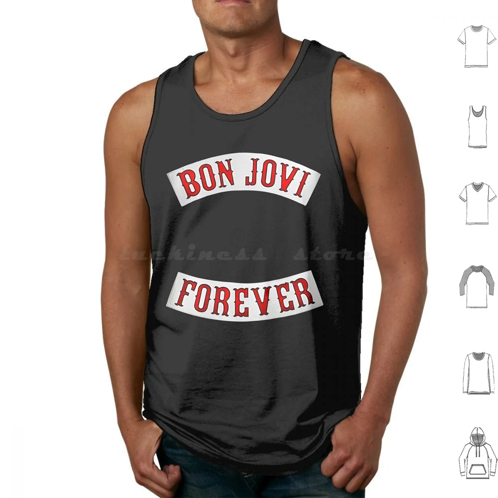 Tank Tops Vest Sleeveless 80s Music Tour Vintage Retro Jon Band Jovi Bon Trending Logo Guitar Band Punk