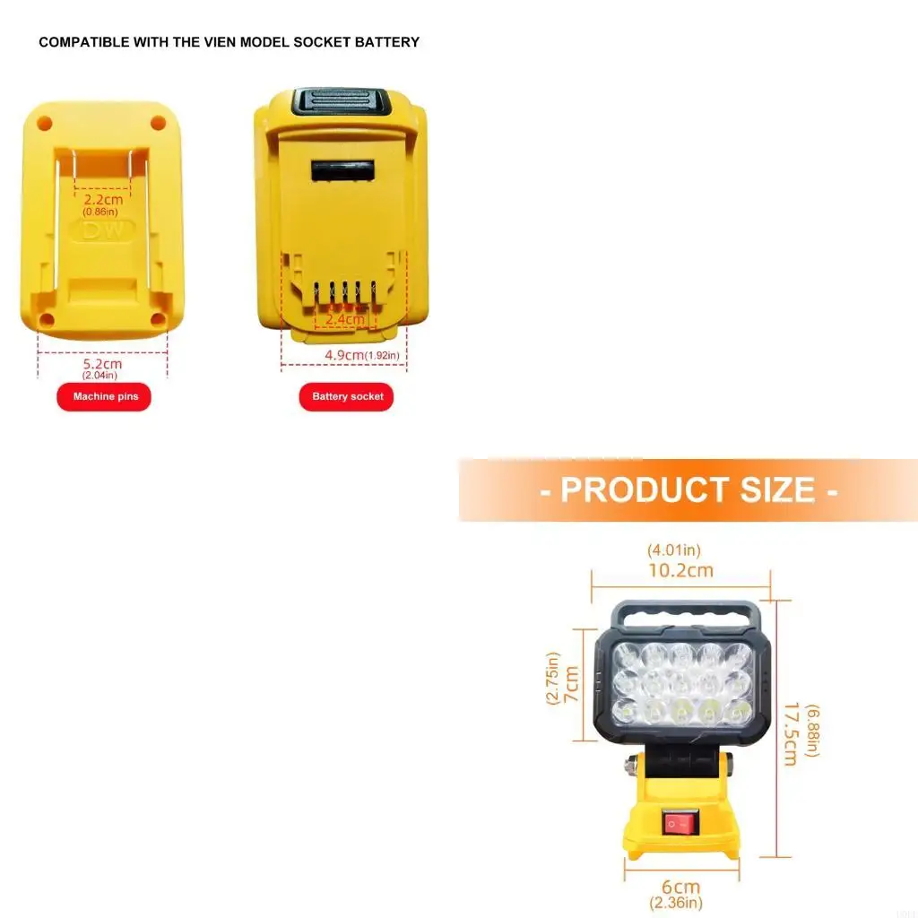 

ProfessionaВсепогодная перезаряжаемая водонепроницаемая лампа для инструментов для батарей 20 В