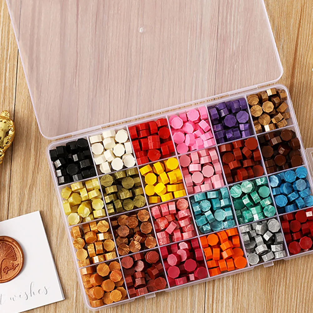 

24 Colors Wax Beads Sealing Kit Melting Spoon Retro Craft Supplies Envelope Decor DIY Invitations Cards Manuscripts Hardware
