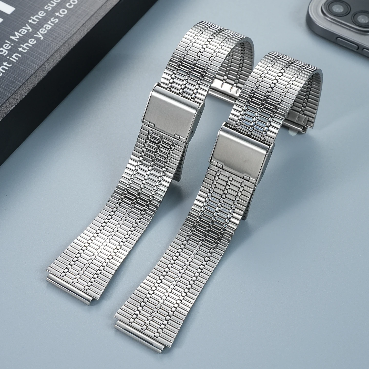 ل TIMEX Q سلسلة TW2T80700 TW2U61200 TW2U61300 الفولاذ المقاوم للصدأ حزام الساعات ساعة رجالي اكسسوارات محدب حزام معدني 18 مللي متر