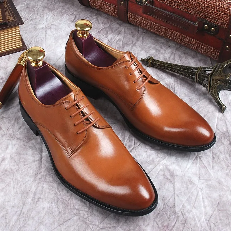 

New Black Brown Men Dress Handmade Shoes Genuine Leather Male oxford Italian Classic Vintage Lace-up Men's Brogue Shoes oxford