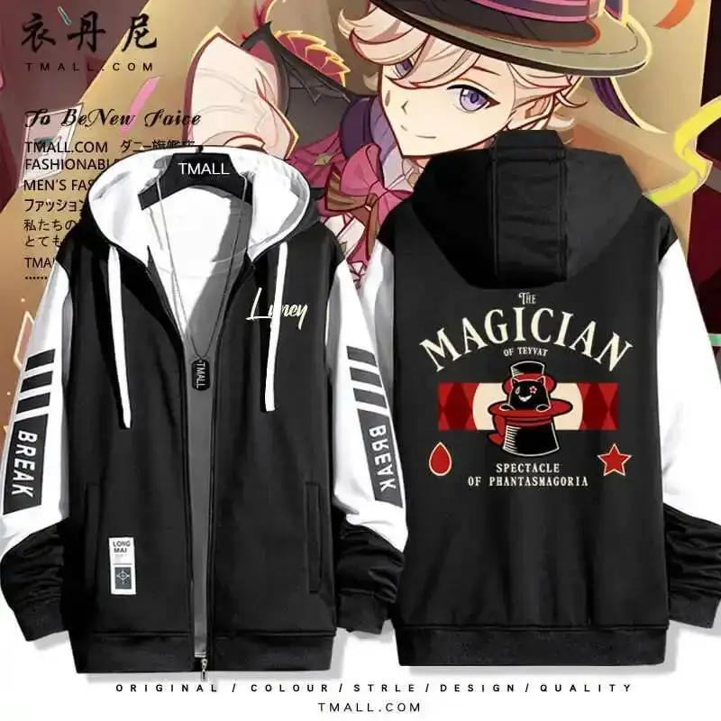 

2025 NEW Game Genshin Impact Lyney Kinich Cosplay Jacket Zipper Hoodie Women Men Fashion Hooded Spring Autumn Coat