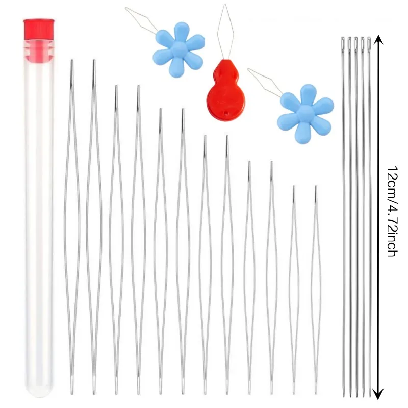 

Big Eyed Bead Needle, Multiple Sizes Of Foldable Bead Needle Set, Open Bead Needle, Long Straight Bead Needle, Used For Bracelet