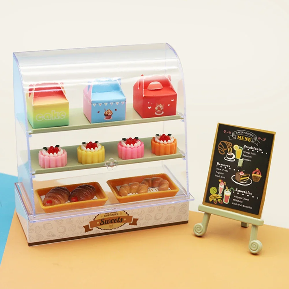 Maßstab 1:12 Puppenhaus Miniatur Kuchen Shop Dekoration Bäckerei Stand Display Lebensmittel Set Modell Spielhaus für Mädchen Geschenk Küche Spielzeug – Detail 1