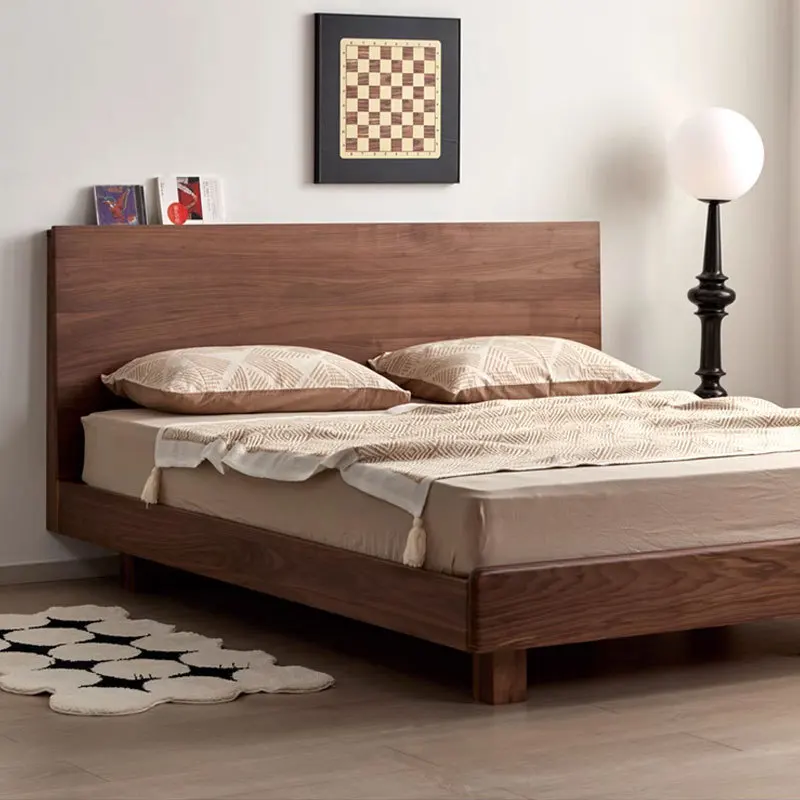 Customizable North American Suspension Simple Modern White Oak 1.5m Single 1.8m Double High Backrest Bed