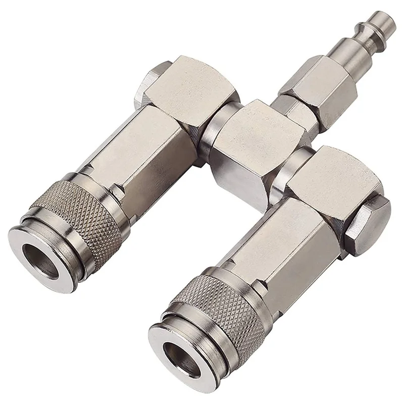 AA46 Air Hose Connector 2 Way Air Hose Splitter 1/4 In Air Compressor Fittings Swivel 360 Degrees Connectors Spare Parts Accesso