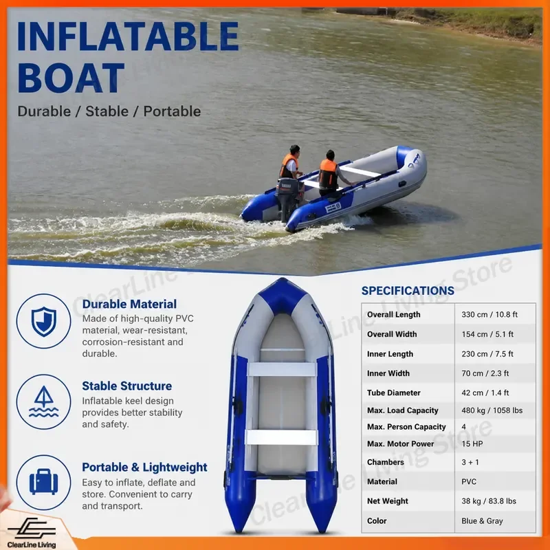Wholesale Small Inflatable Fishing Boat Pump Sailboat Water Surfing Kayak PVC Dinghy Raft Canoe Outdoor Sports Gear