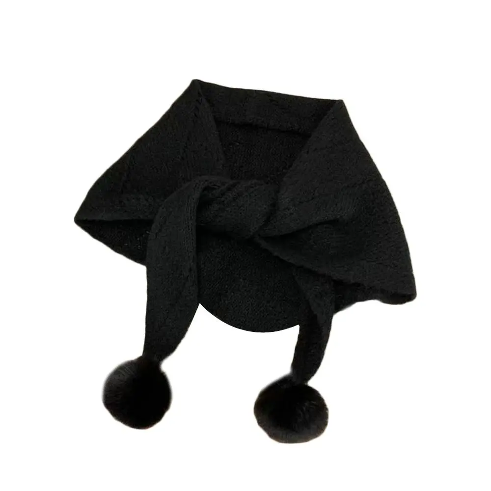 

Новый теплый шерстяной вязаный шарф, многофункциональный мягкий женский платок, милый треугольный шарф с шариком волос, женский