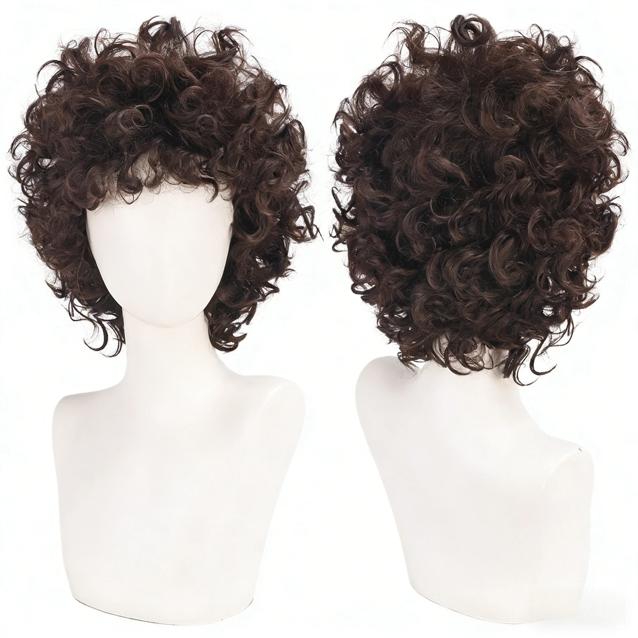 

Dustin Henderson Cosplay Wig Adult Dark Brown Voluminous Curly Hair TV Series Role Play Wigs Comic-con Stage Costume Accessories