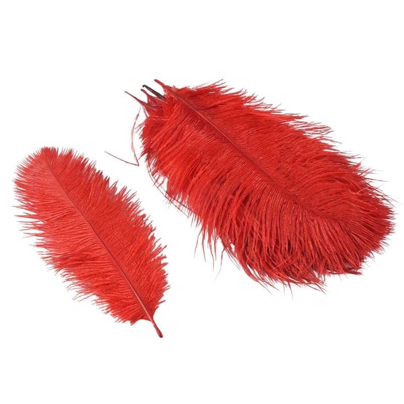 10 pcs Natural Ostrich Feathers Wedding Party Decoration Red 20-25cm