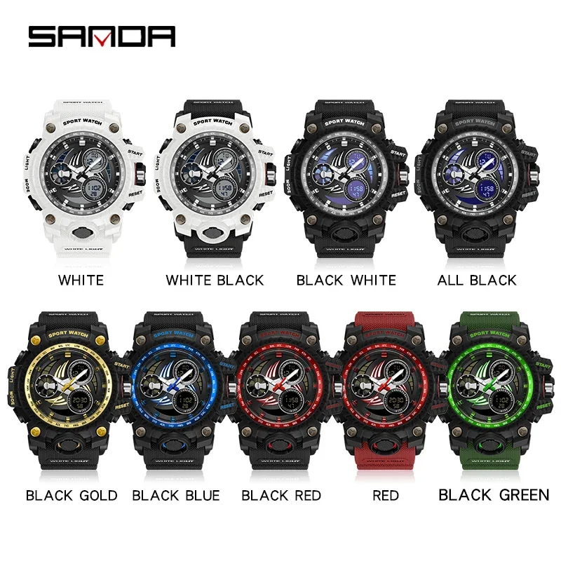 SANDA 3153 orologio militare da uomo digitale 50m impermeabile 2024 orologio LED orologio al quarzo Sport maschile quadrante grande orologi Relogios Masculino