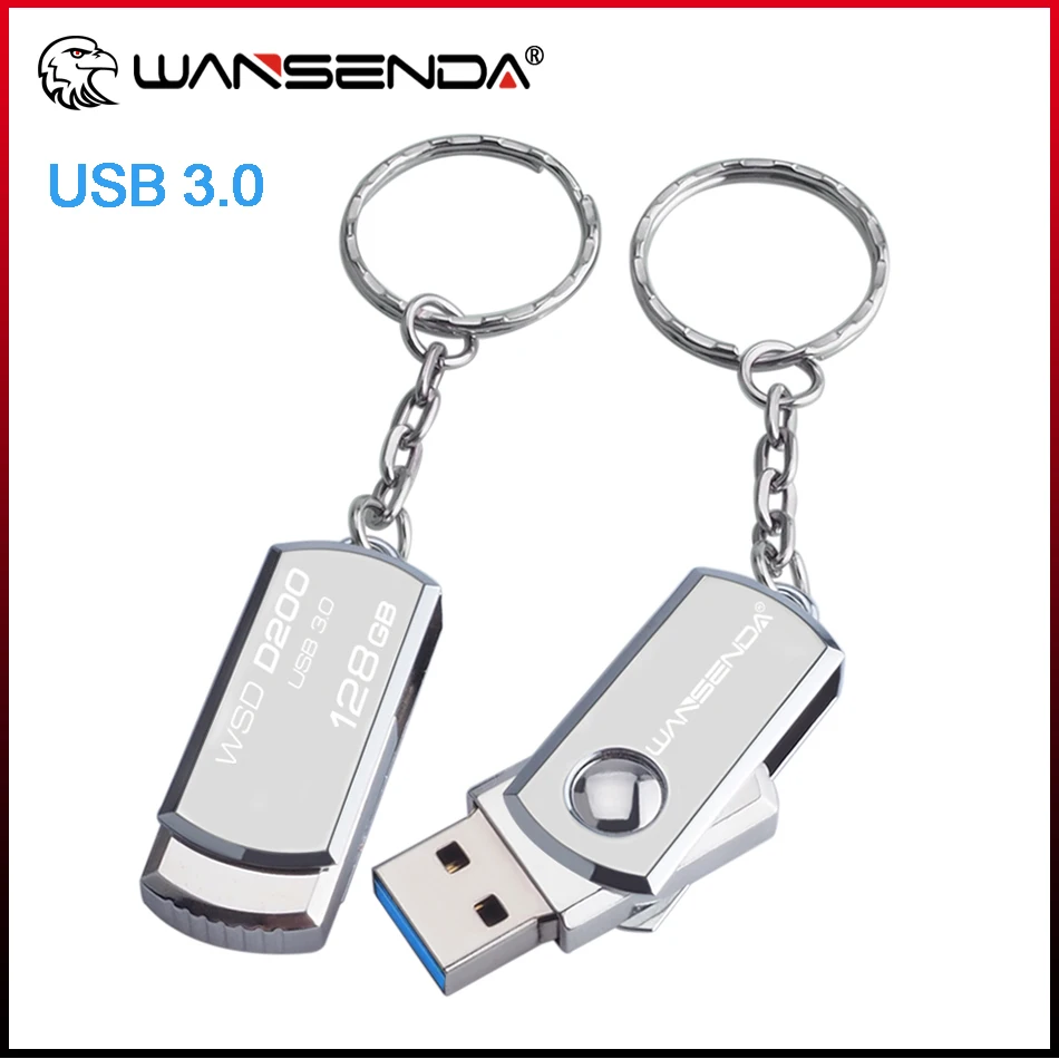 Wansenda-Llavero con unidad Flash USB 3,0 de acero inoxidable, unidad de bolígrafo de alta velocidad, 256GB, 128GB, 64GB, 32GB, 16GB, 8GB, clé USB Cle