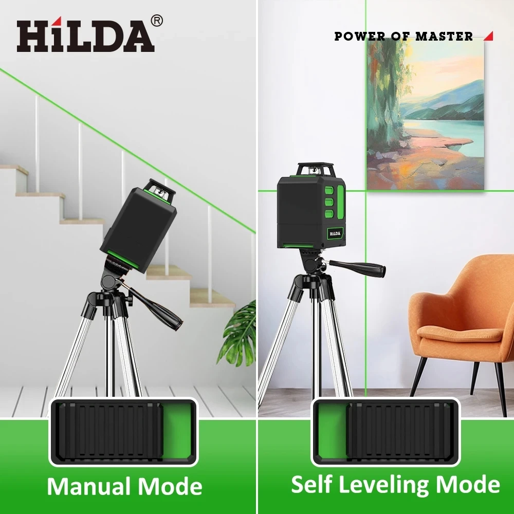HILDA Laser-Nivelliergerät 2 Linien/5 Linien 360° Automatische Nivellierung Baustellengerät Grünes Licht Kreuzlaser Gutes Geschenk – Detail 20