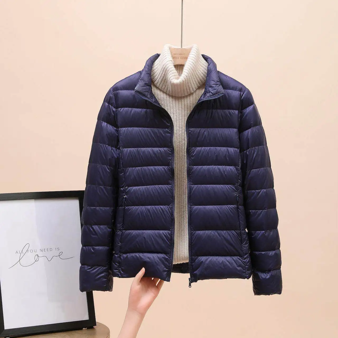 

Lightweight Faionable Women's down Cotton Jaet ort Sle Loose Fit Large Size Small Cotton Coat Outerwear