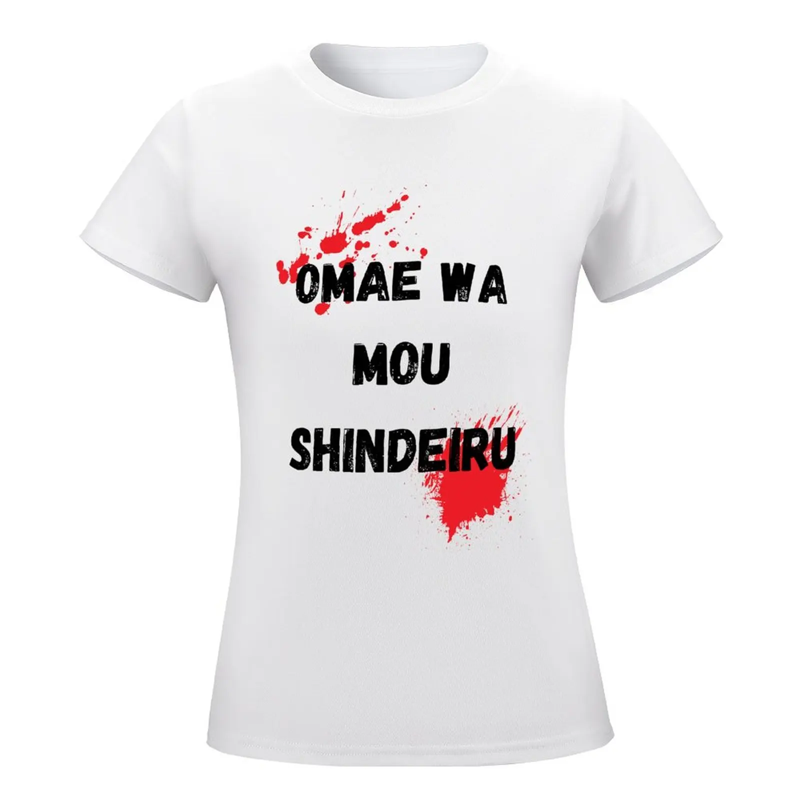 OMAE WA MOU SHINDEIRU Anime Kanji Sticke Pure Cotton  Campaign Tees Top Quality  Travel  High Grade Eur Size