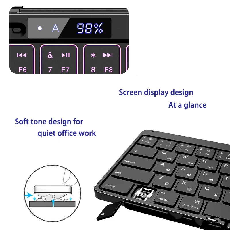 لوحة مفاتيح لاسلكية صغيرة محمولة قابلة للطي لأجهزة IOS IPad Android Windows Tablets الذكية لوحة مفاتيح بلوتوث قابلة للطي