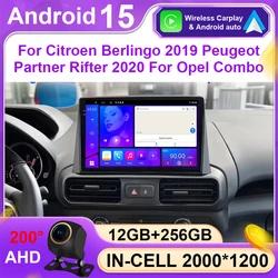 Car Radio Carplay For Citroen Berlingo 2019 Peugeot Partner Rifter 2020 For Opel Combo Navigation GPS Android Auto WiFi No 2din