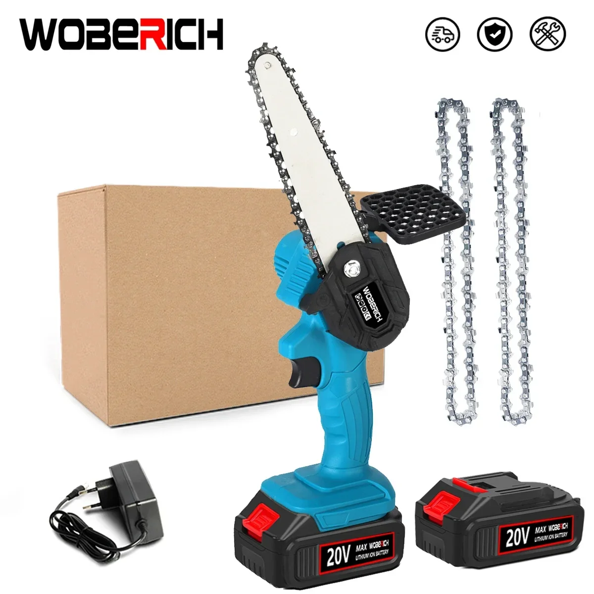 

WOBERICH 6 Inch Cordless Mini Pruning Electric Chainsaw Handheld Pruning Saw Garden Woodworking Tools For Makita 18V