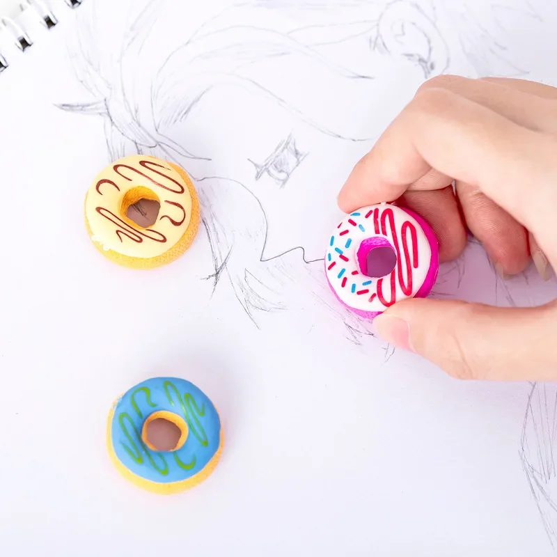 Imagem -04 - Candy Donuts Eraser Conjunto para Estudantes Papelaria Suprimentos Atacado Pcs por Lote