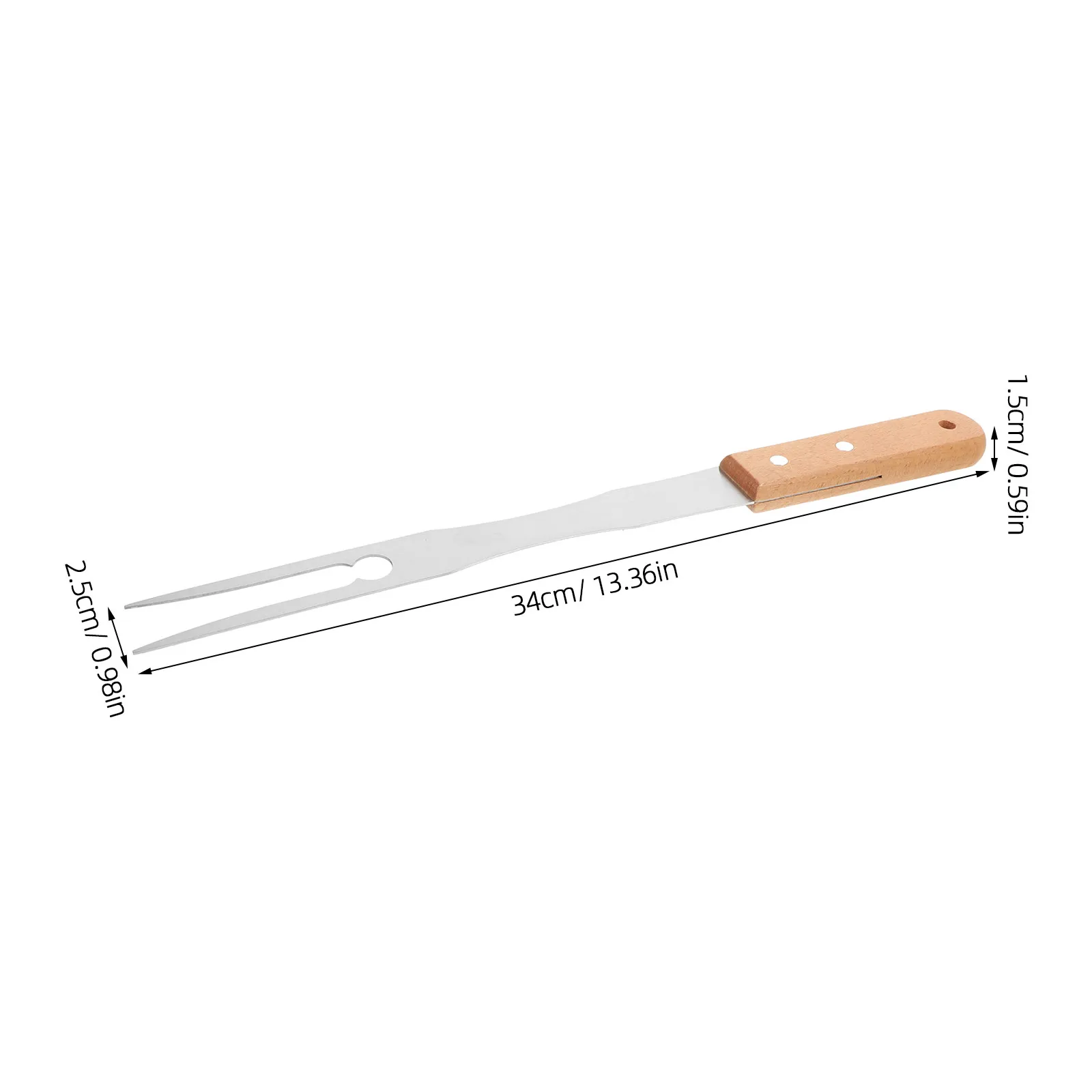2Pcs Barbecue Forks Long Handle Metal Two-Pronged Cooking Forks with Hanging Hole Wood Grip for Outdoor Grill Kitchen Serving