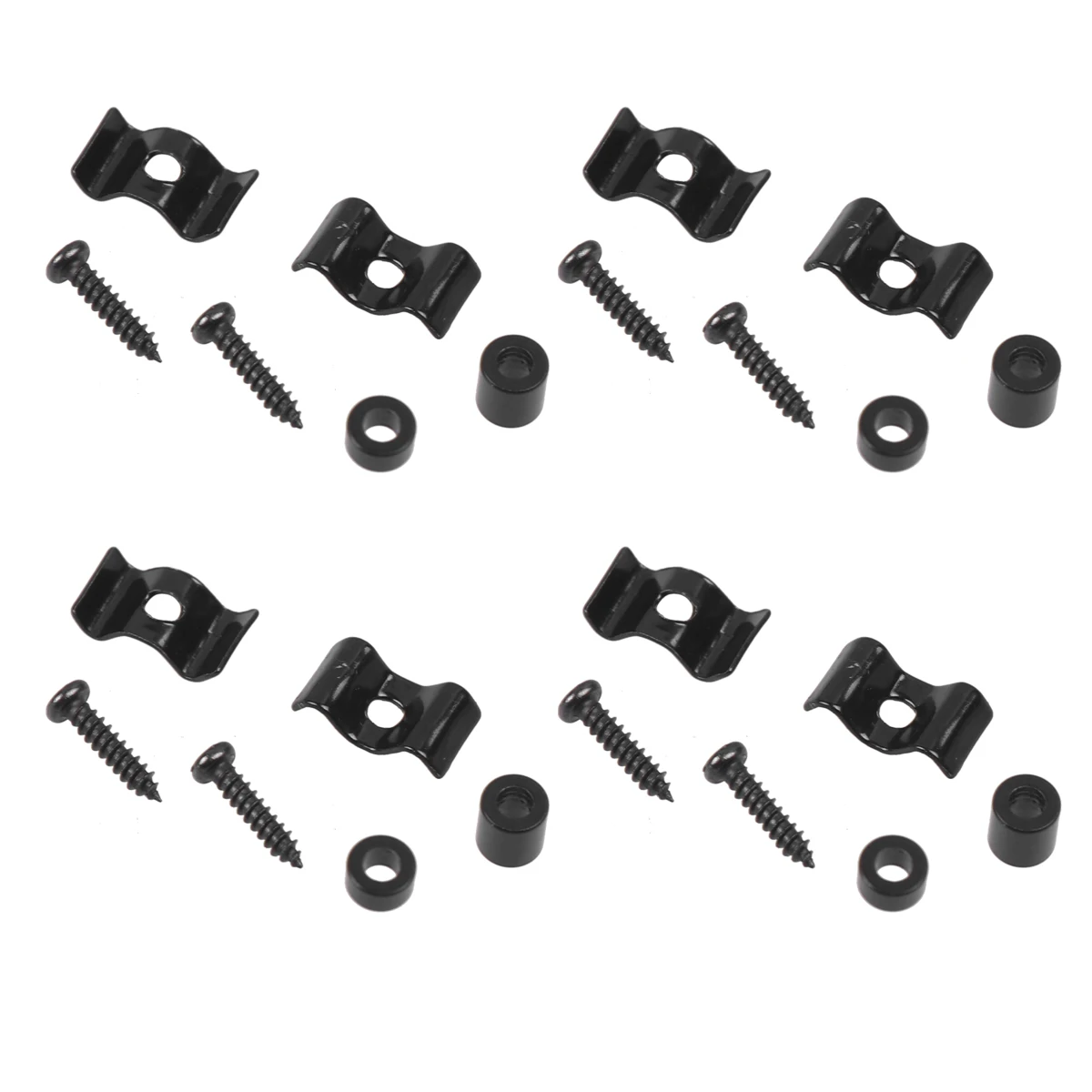 

4 Sets of Electric Guitar Head Press Button Stable String Buckle Lock String Buckle Lead String Device (Black)