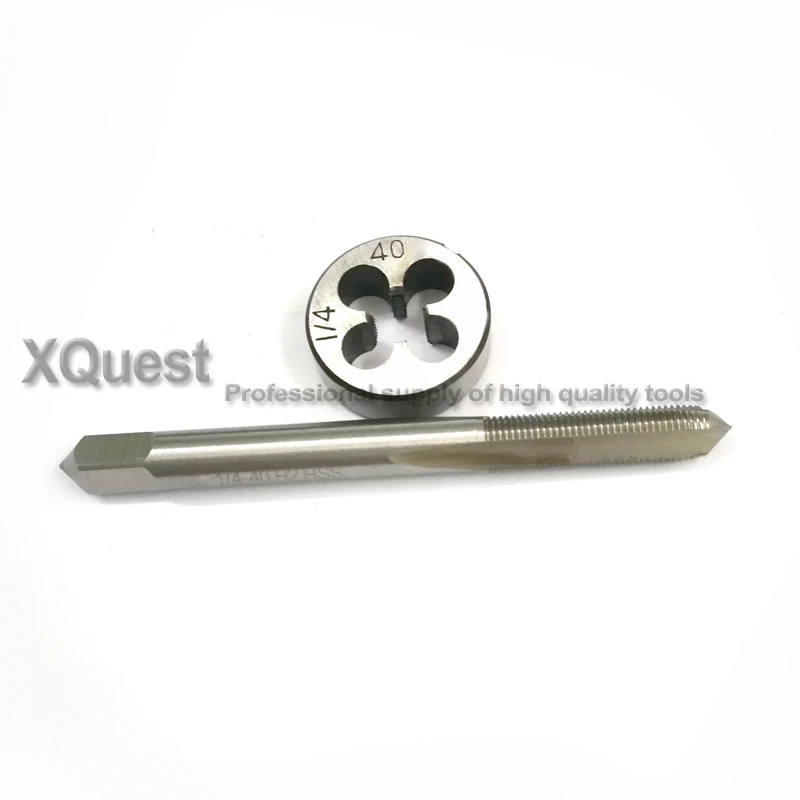 2PCS Right Hand thread screw tap and die set UNC 1/4 1/4-20 UNF 1/4-28 1/4-32 Unified threads dies taps sets UNS 1/4-36 1/4-40