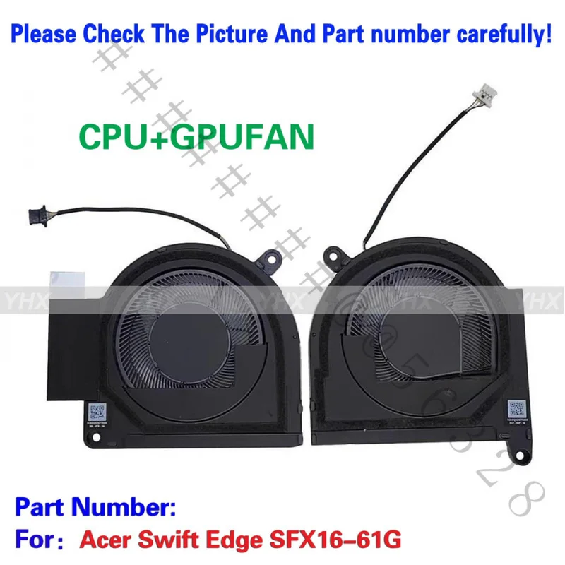 SS+Brand New CPU GPU Dual Left Right R+L Cooling Fan For Acer Swift Edge SFX16-61G Laptop Thermal Radiator Cooler Replacement Sp
