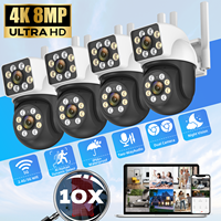 8MP 5G Wifi Camera Dual Lens 1/4PCS Security Surveillance 10x Zoom Dual Screen Video Full Color Night Vision Outdoor IP Cameras