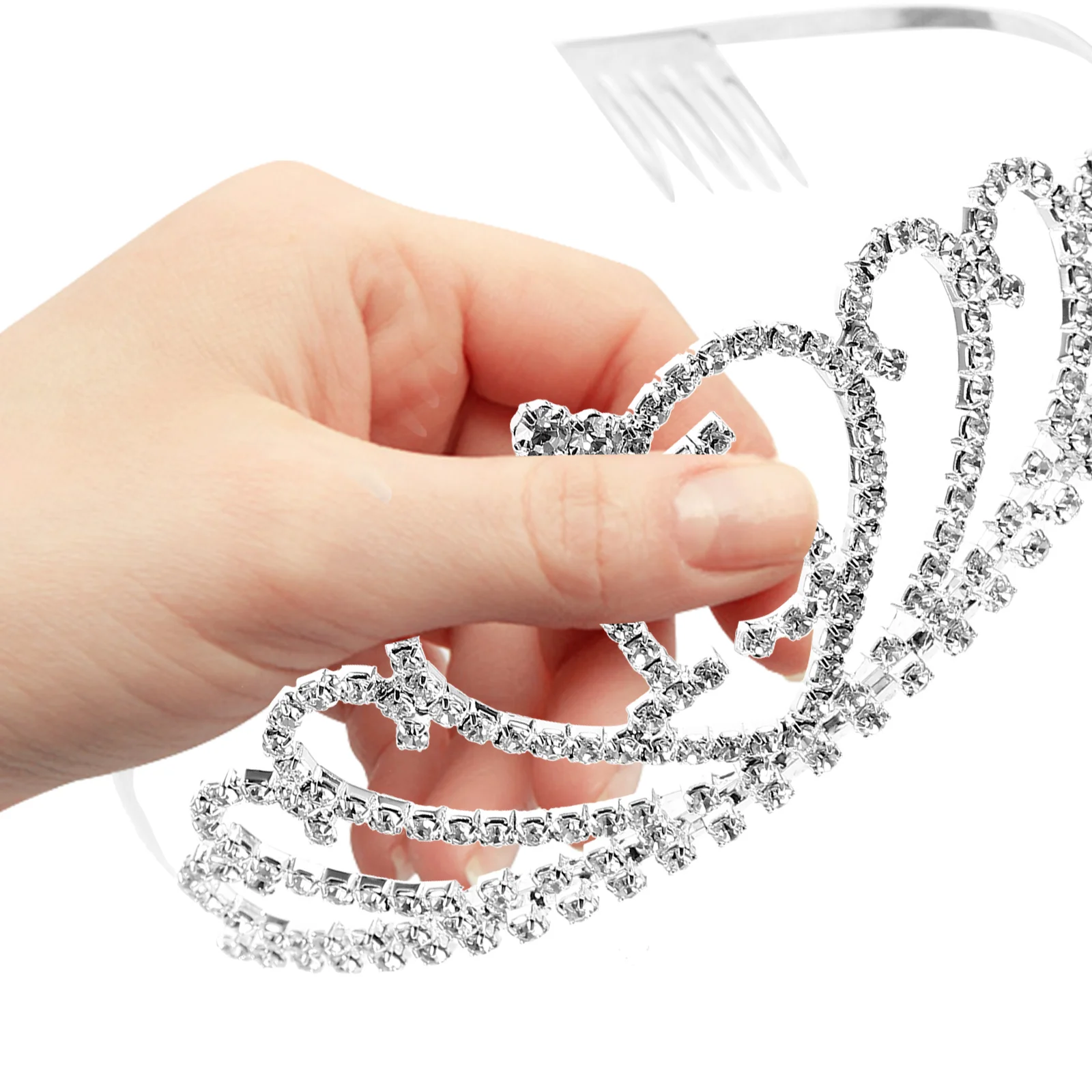 

Crystal Birthday Crown Headb Lightweight Hard Texture Hair Clasp for Party Celebration Events Wedding Engagement