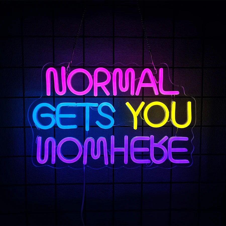 Normal Gets You Nowhere Neon Sign, Multi-Color USB LED Wall Light, Neon Decor for Girls Bedroom, Room, Door, Office & Bar