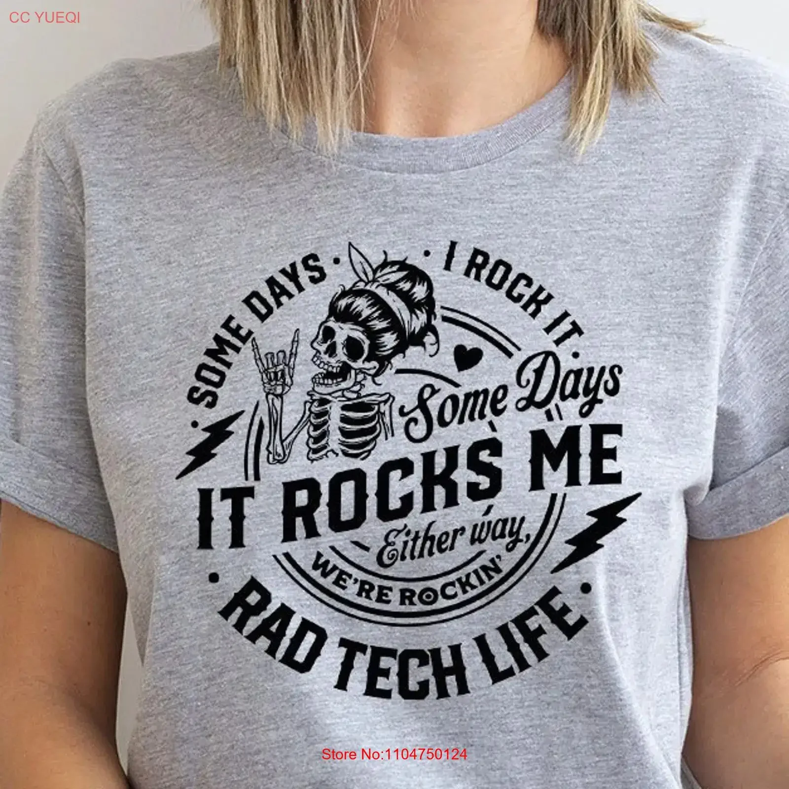 Camiseta Rad Tech de Radiología con Diseño de Esqueleto y Rayos X, Estilo Vintage Lavado, Ropa de Diseñador Elástica, Elegante y Unisex