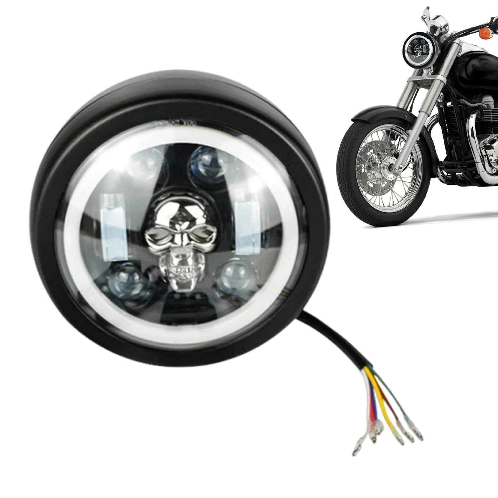 LED Motorcycle Headlight Round LED Lights Headlamp Super Bright Replacement Parts Spotlight Offroad Head Light Color Changing