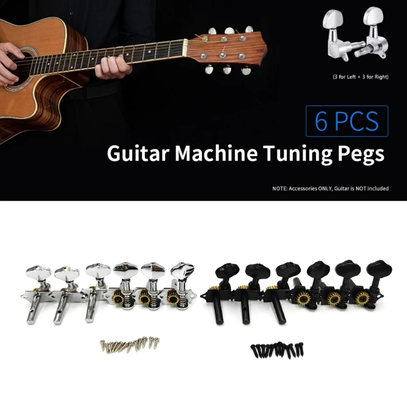 

E8BF Pack of 6 Universal Metal Guitar Tuning Pegs Suitable for Acoustic and Electric
