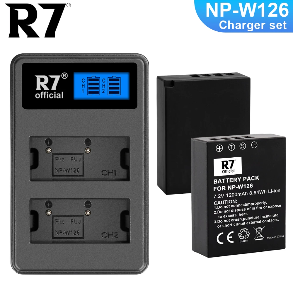 

R7 brand NP W126 NP-W126 NPW126 Camera Battery + LCD Dual Charger for Fujifilm X100V X-T200 X-T100 X-T3 X-A2 X-A7 X-E2 X-E3 X-H1