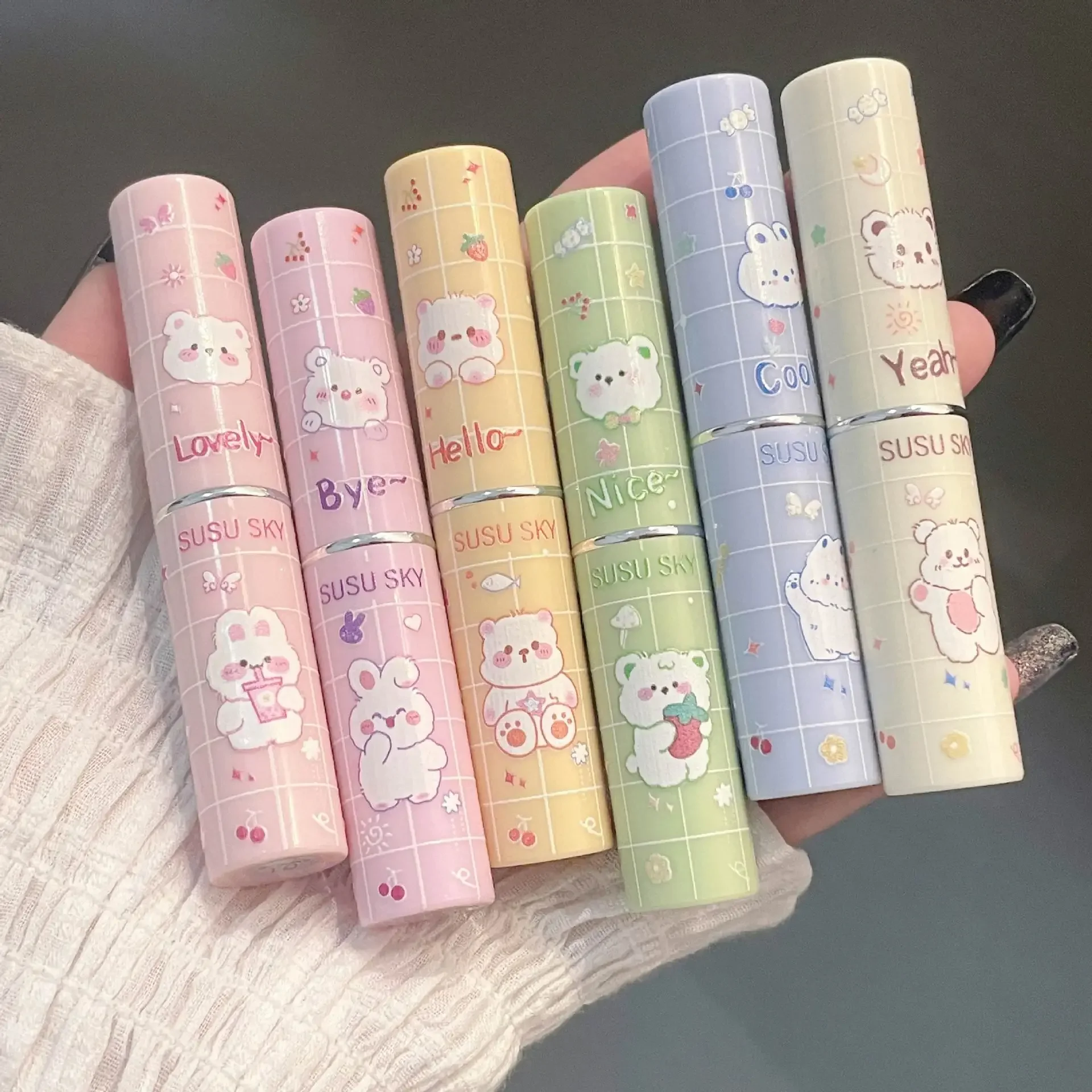 6 Colors Colored Lip Balm Waterproof Lasting Moisturizing Lipstick Nourishing Lips Stick Sexy Red Lip Tint Cute Makeup Cosmetics