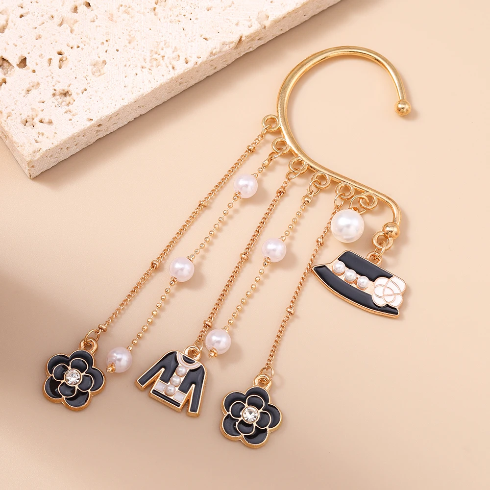 Aihua Perlen Marke Design Hut Mantel Blume Clip Ohrringe Für Frauen Lange Quaste Nicht-Piercing Gefälschte Knorpel Ohrring Schmuck geschenke – Detail 4