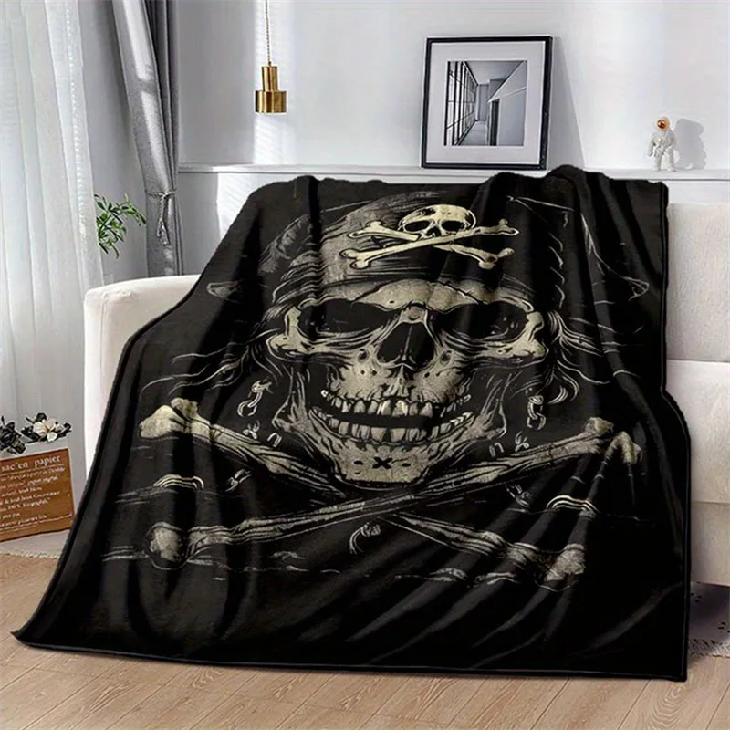 Pirate Skull Series digital-printed polyester Bedroom velvet flannel cover blanket Fleece soft sofa cover blankets for beds