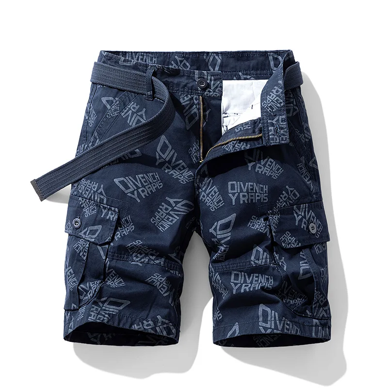 New Fashion Men Summer Casual Shorts Man Printed Cargo Shorts Pants Good Quality Cotton 100% Male Beach Shorts Size 38 No Belts - Image 5