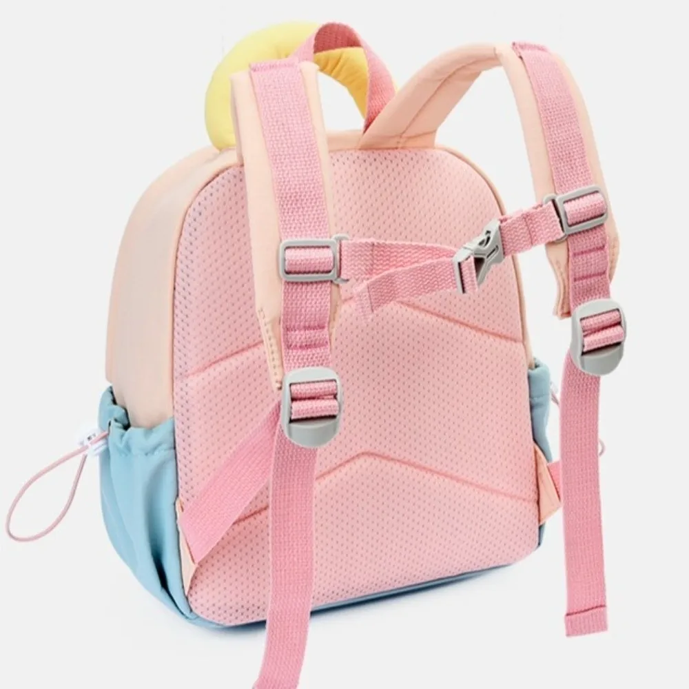 Large Capacity Dopamine Backpack Waterproof Adjustable Cute Color Block Backpack Breathable Spine-Protecting