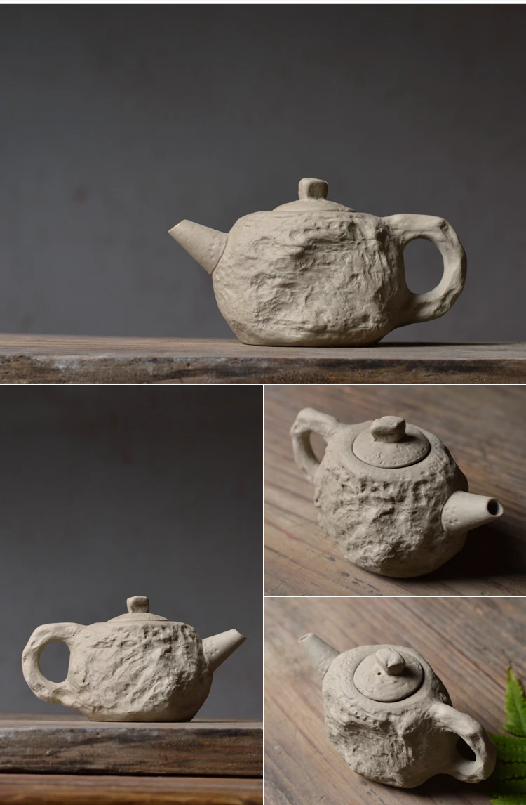 Hard stone imitation stone teapot teacup One Teapot two teacups rock mud rough pottery handmade ceramic tea set tea pot set