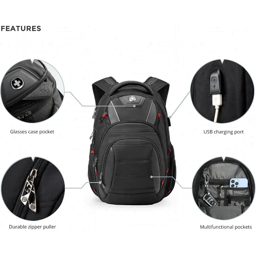 حقيبة ظهر للسفر بتصميم سويسيديجيتال للرجال مع ألوان مكتشف عشوائية وصديقة لشحن USB وحماية RFID وحقيبة ظهر للأعمال #6