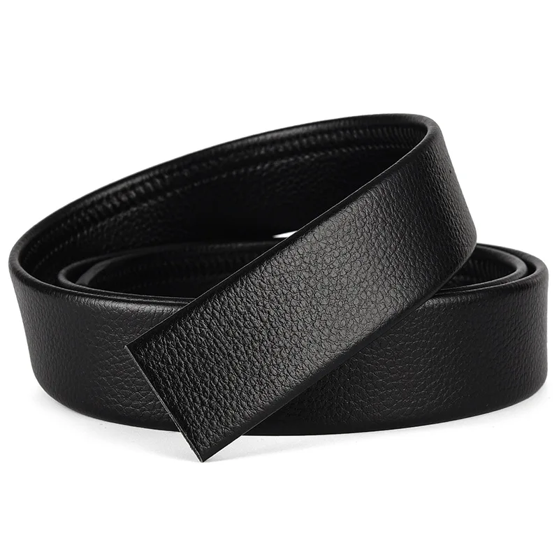 Non Buckle PU Automatic Buckle Slide Rail Belt Body 3.5cm Wide Black Soft Men's Construction Site Work Belt Body Without Leading