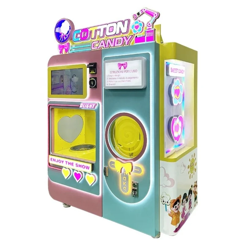Automatic Cotton Candy Robot Electric Sugar Cotton Candy Floss Vending Machine Full Automatic Cotton Candy Machine Factory