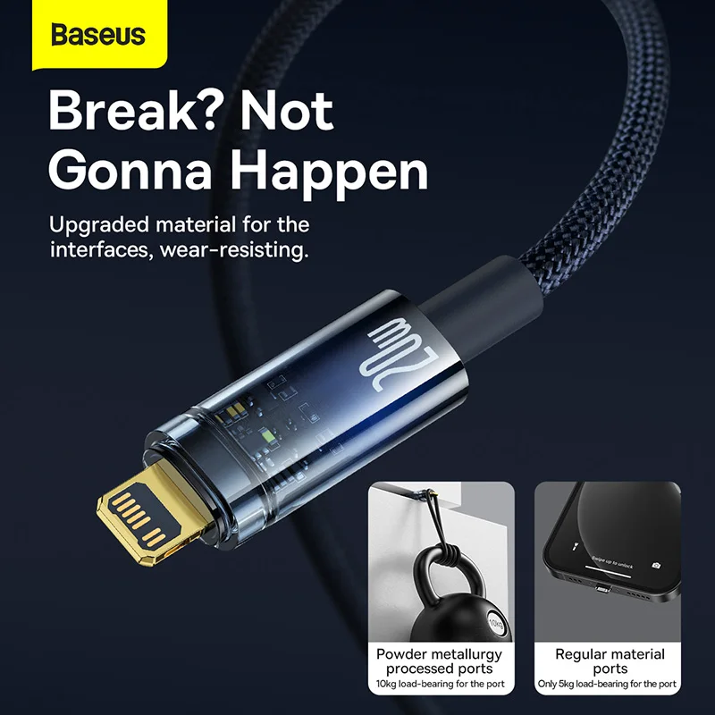 Baseus auto smart power-fora pd 20w usb c cabo do carregador para o iphone 13 12 11 xr carregamento rápido automático de alimentação para baixo cabo de cabo de fio