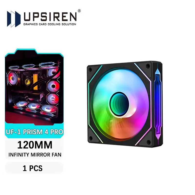 UPSIREN UF-1 PRISM 4 PRO 1PCS Computer Chassis Fan 12cm ARGB 4Pin PWM Quiet Cooling Fan 12V Large Air Volume 45.2CFM/600-1500RPM