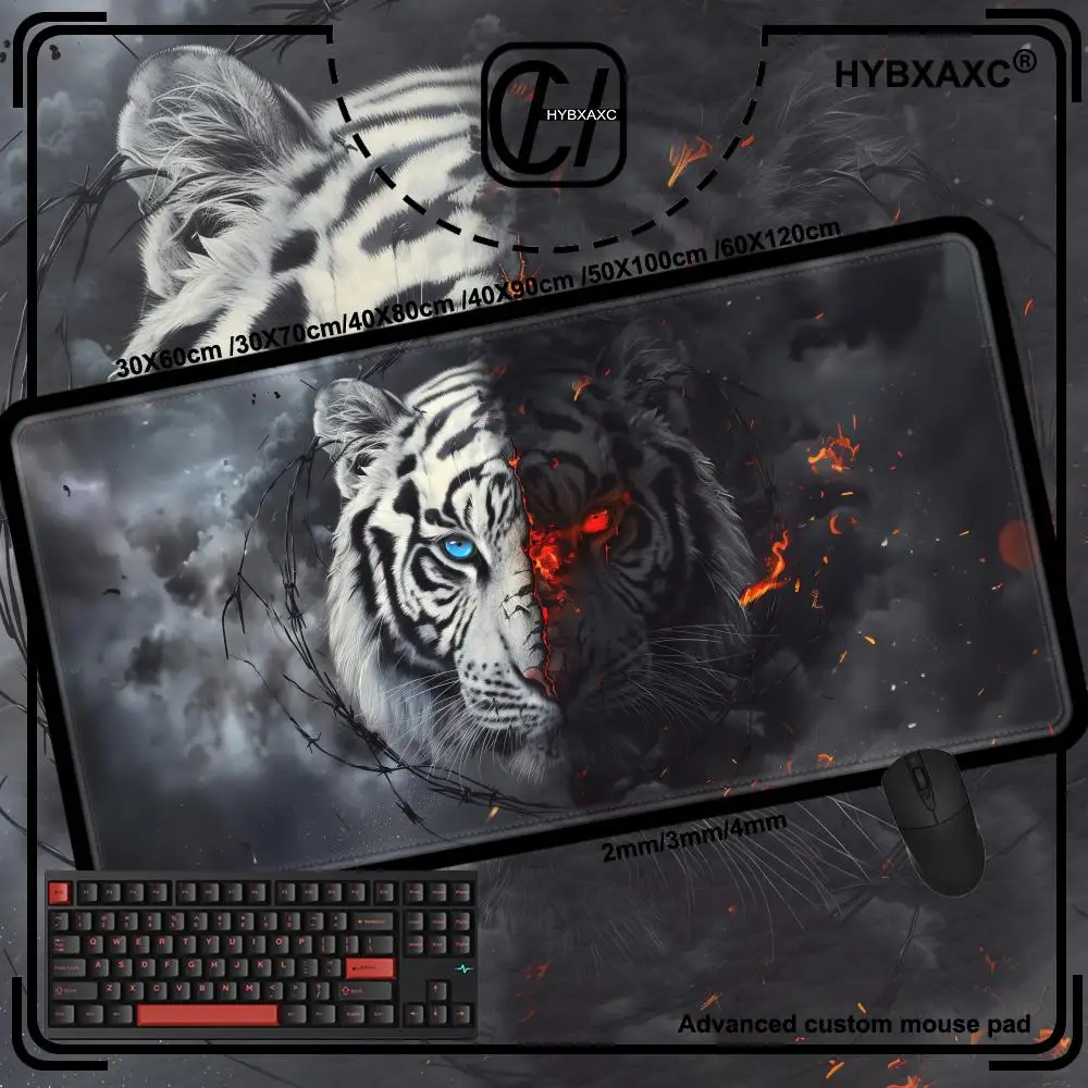 Animals White Tiger Art Aesthetic Mouse Pad Gamer XL HD Large Home Custom Mousepad XXL Carpet Natural Rubber Laptop Desktop Pad