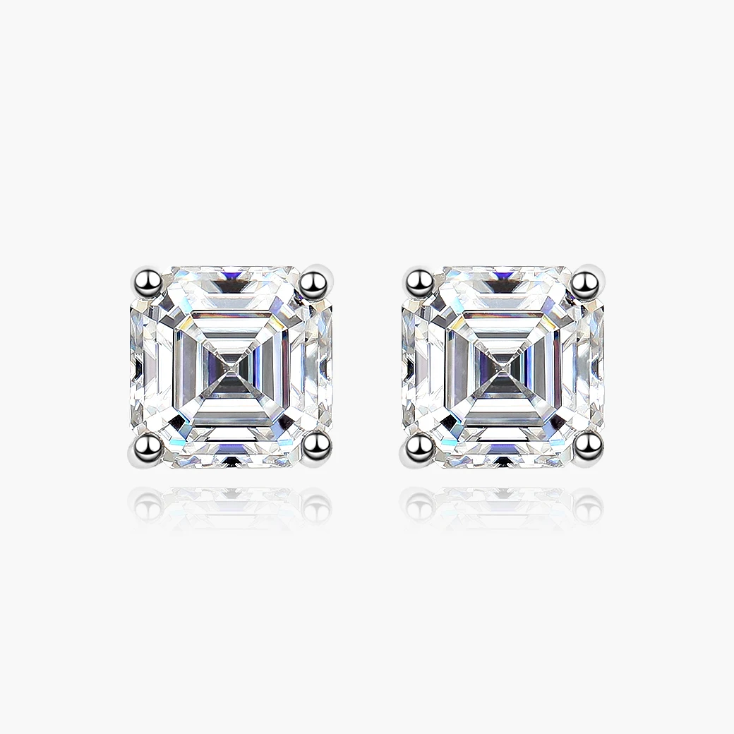 Imagem -02 - Sterling Silver Moissanite Stud Brincos para Mulheres Asscher Cut Diamond Brincos Joias Finas Espumantes 100 Prata Carat Oevas-925