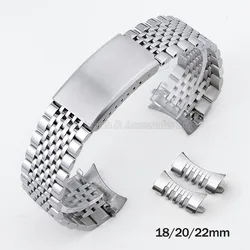 18mm 20mm 22mm Stainless Steel Watch Band for Seiko for Omega Wrist Band Curved End Men Sport Replacement Bracelet Folding Clasp