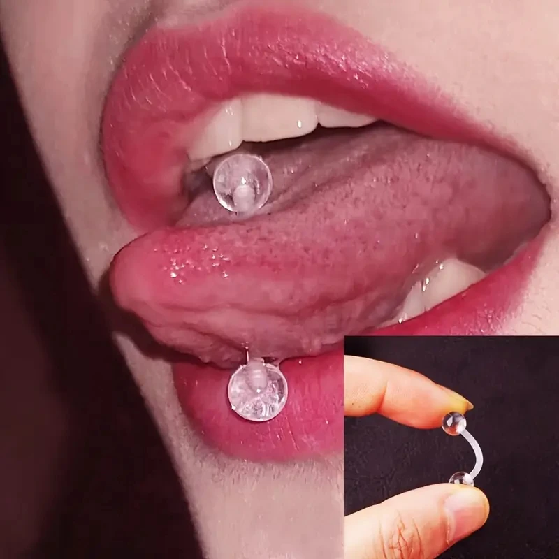 3pcs/Lot Soft Transparent Invisible Acrylic Straight Barbell Rod Tongue Ring Tongue Nail Stud Body Piercing Jewelry 12/14/16mm
